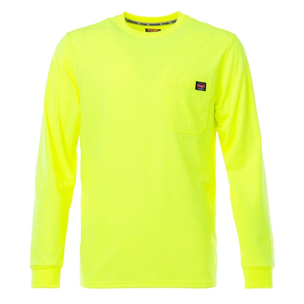 Wrangler Workwear Men's Pen Pocket Long Sleeve Shirt Yellow Size S UPF 30 NEW